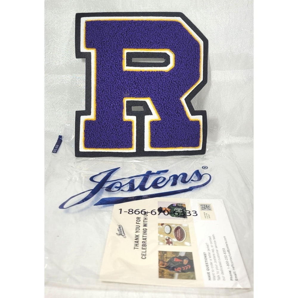 Jostens‎ Large Sew-on Chenille Purple Varsity Letter 'R' - 6.75" x 6.25"